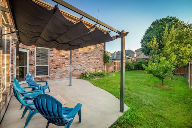 view of patio with a fenced backyard and a pergola