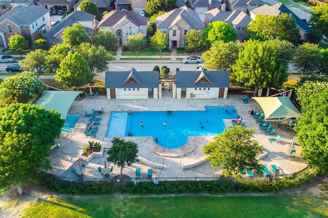 aerial view with a residential view