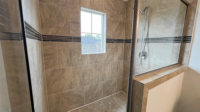 bathroom featuring a shower stall