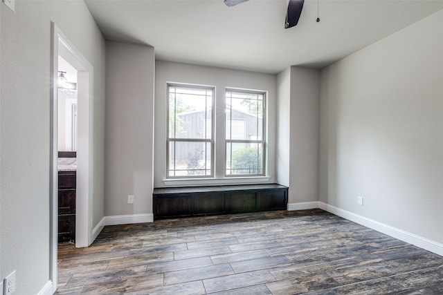 580 Leatherwood Ln, Poolville, TX 76487 - empty room with baseboards, a ceiling fan, and wood finished floors