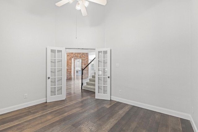 821 High Willow Dr, Prosper, TX 75078 - empty room with french doors, baseboards, and dark wood-style floors