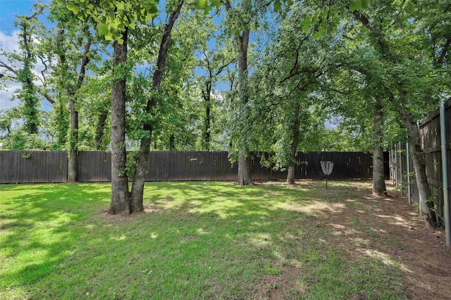view of yard featuring a fenced backyard