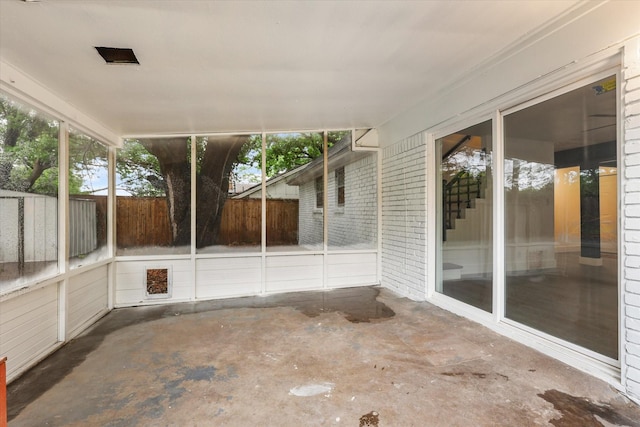 view of unfurnished sunroom