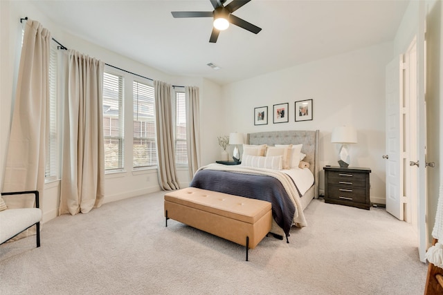 1719 Godello Dr, Mclendon Chisholm, TX 75032 - bedroom featuring light colored carpet, baseboards, ceiling fan, and visible vents