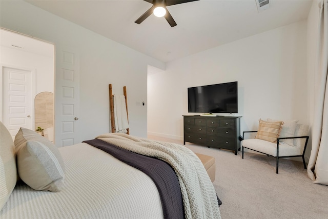 1719 Godello Dr, Mclendon Chisholm, TX 75032 - bedroom featuring ceiling fan, light colored carpet, and visible vents