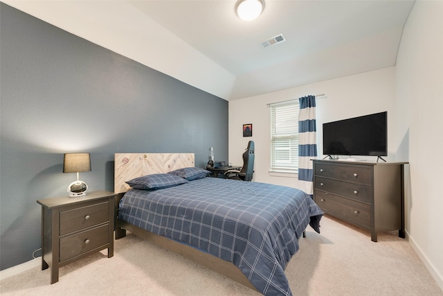 1719 Godello Dr, Mclendon Chisholm, TX 75032 - carpeted bedroom with baseboards, vaulted ceiling, and visible vents