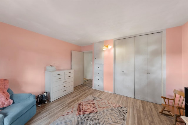 sitting room with light wood-type flooring