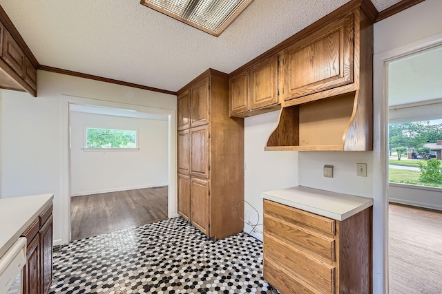 kitchen featuring light countertops, white dishwasher, visible vents, and plenty of natural light