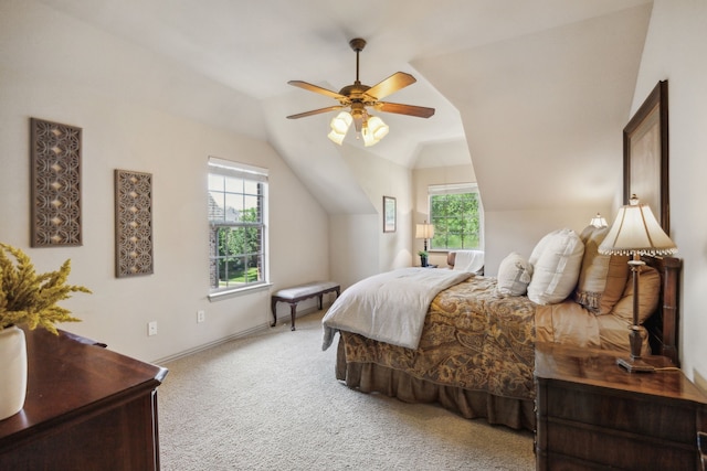 1041 Bandelier Dr, Allen, TX 75013 - carpeted bedroom featuring vaulted ceiling, ceiling fan, and baseboards