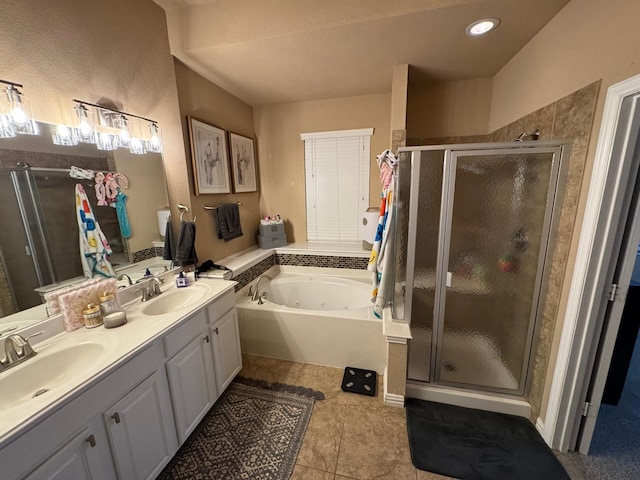 1932 Loma Linda Dr, Irving, TX 75063 - bathroom featuring a sink, a whirlpool tub, and a stall shower