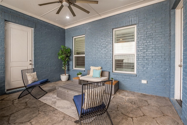 view of patio / terrace with a ceiling fan