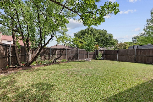 view of yard featuring a fenced backyard