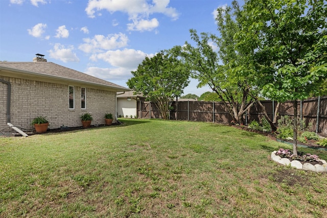 view of yard featuring a fenced backyard
