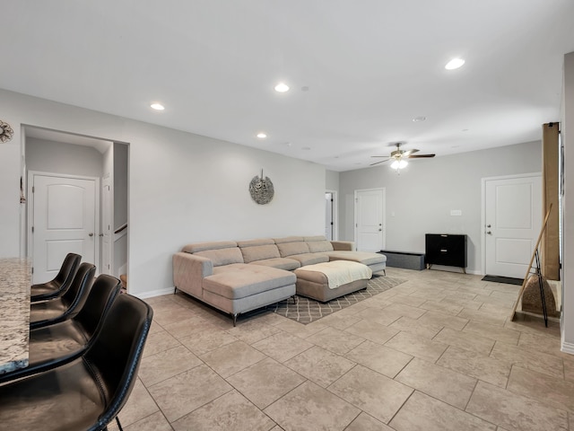 1970 Timber Oaks Dr, Garland, TX 75040 - living room with recessed lighting, baseboards, and ceiling fan