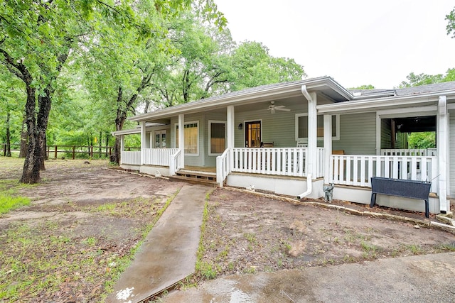 3707 Knob Hill Rd, Azle, TX 76020 - ranch-style house with a porch and ceiling fan