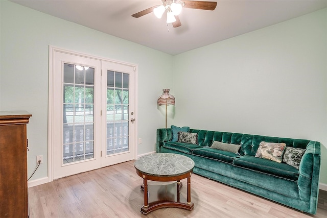 3707 Knob Hill Rd, Azle, TX 76020 - living room featuring wood finished floors, baseboards, and ceiling fan