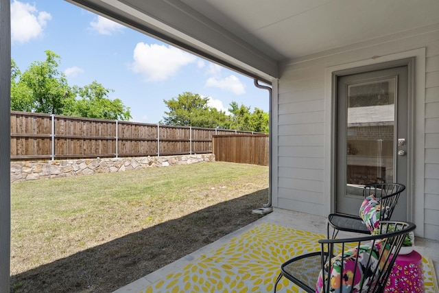 view of patio featuring a fenced backyard