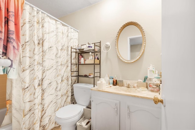 full bathroom with vanity and toilet