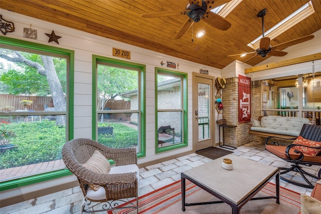 1621 Lake Hill Ln, Plano, TX 75023 - sunroom / solarium featuring wood ceiling, wood walls, and vaulted ceiling