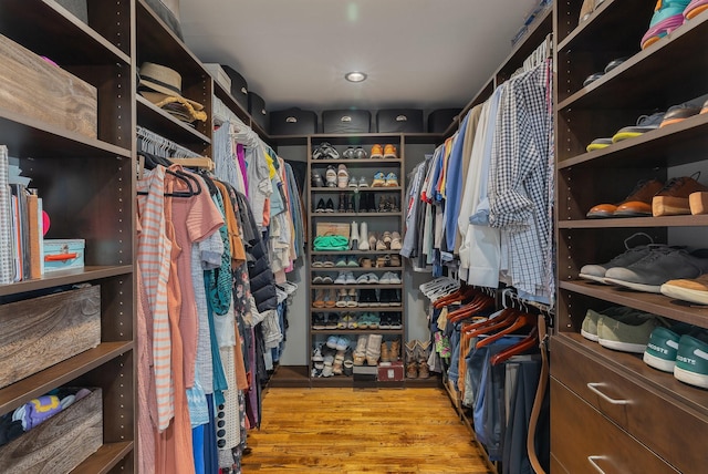 spacious closet featuring wood finished floors