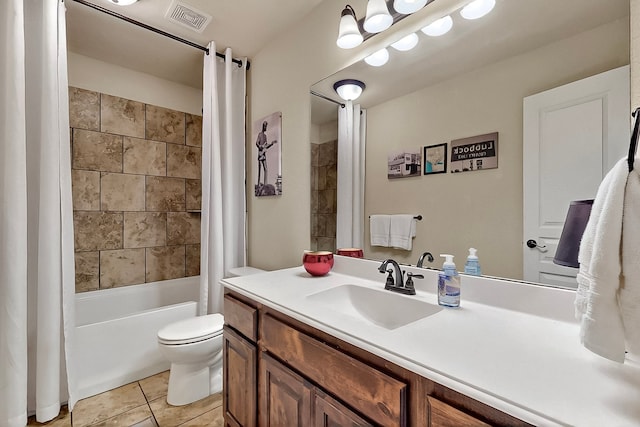 733 Ravenwood Dr, Saginaw, TX 76179 - full bath with toilet, shower / tub combo, tile patterned flooring, and vanity
