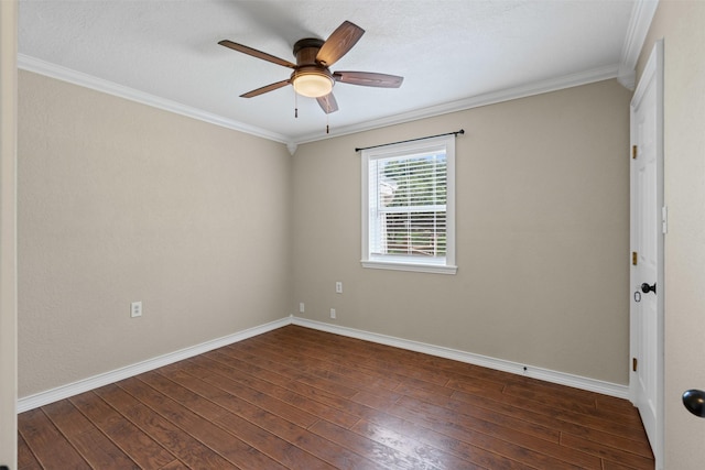 2311 Cedar Cir, Granbury, TX 76048 - spare room with dark wood finished floors, ornamental molding, baseboards, and ceiling fan
