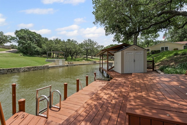 2311 Cedar Cir, Granbury, TX 76048 - dock with a water view and a lawn