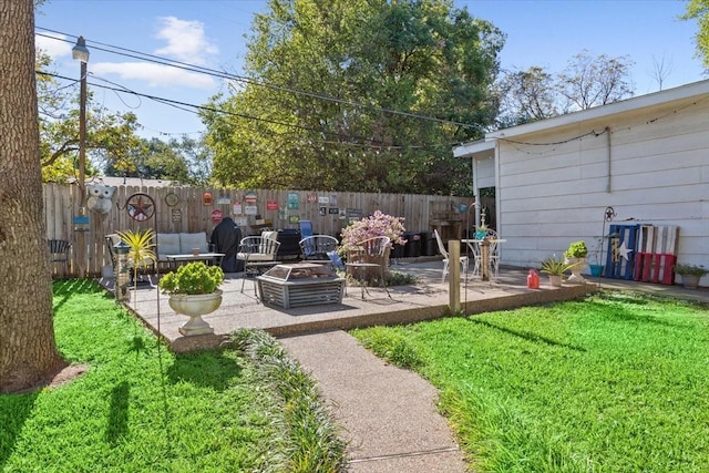 1324 Sunset St, Waco, TX 76710 - view of yard featuring fence, a patio area, and an outdoor fire pit