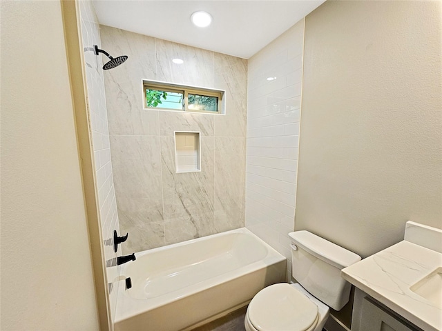 8622 Eden Valley Ln, Dallas, TX 75217 - bathroom with toilet, tub / shower combination, and vanity