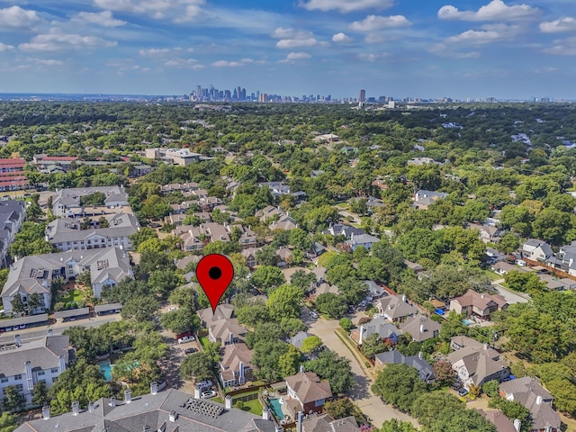 2630 Lakeforest Ct, Dallas, TX 75214 - aerial overview of property's location featuring nearby suburban area and skyline