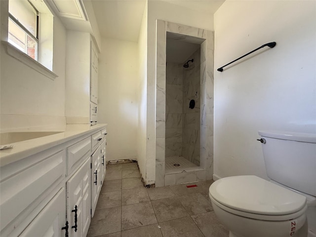 290 Dickard St, Hawkins, TX 75765 - full bathroom featuring vanity, tile patterned floors, a tile shower, and toilet