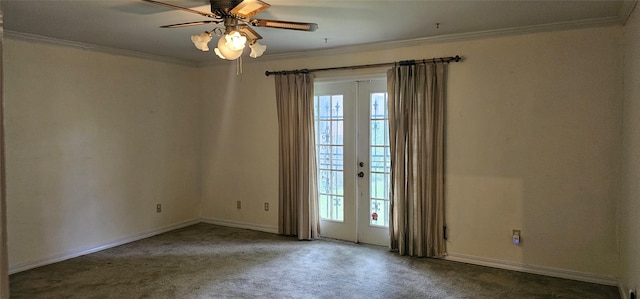 2 Woodfern Ln, Haughton, LA 71037 - empty room featuring carpet flooring, ceiling fan, ornamental molding, and a healthy amount of sunlight