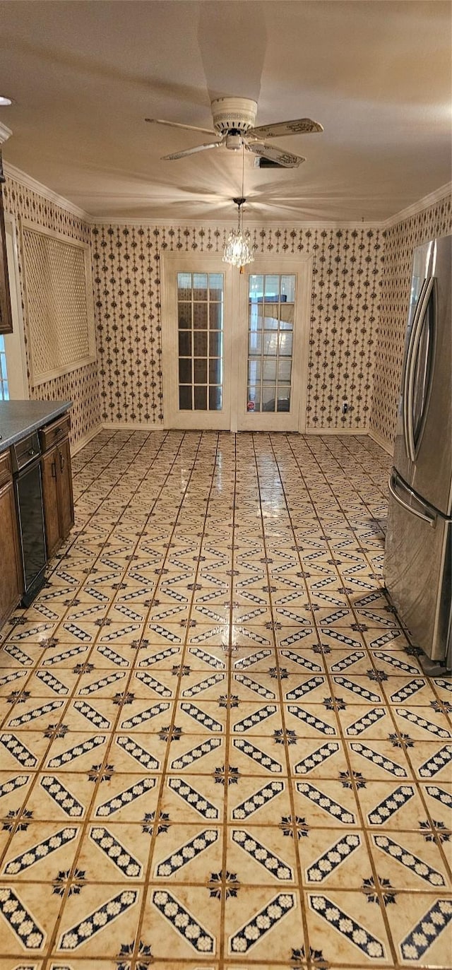 2 Woodfern Ln, Haughton, LA 71037 - unfurnished living room featuring crown molding and ceiling fan
