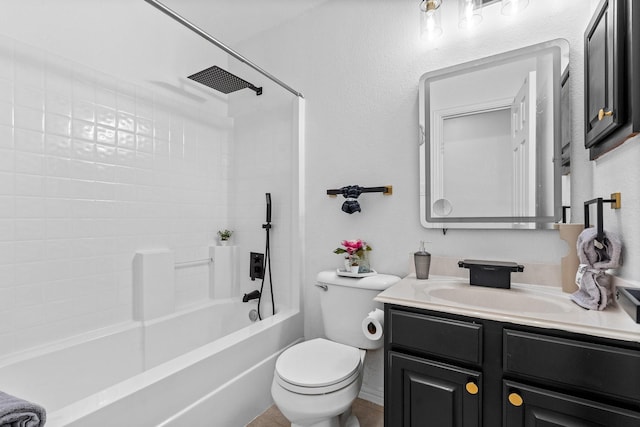 full bath with vanity, toilet, and shower / tub combination