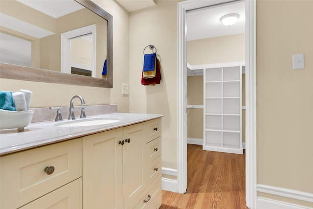 bathroom featuring wood finished floors and vanity