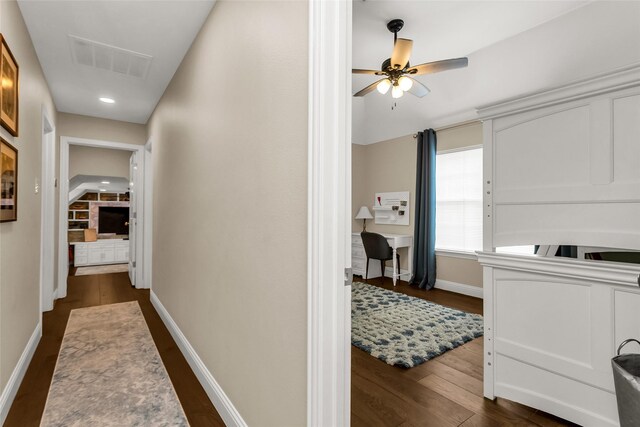 504 Glenbrook Ct, Southlake, TX 76092 - hall featuring recessed lighting, baseboards, visible vents, and dark wood finished floors