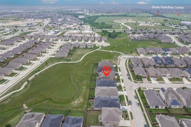 bird's eye view with a residential view