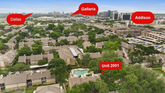 drone / aerial view featuring a view of city