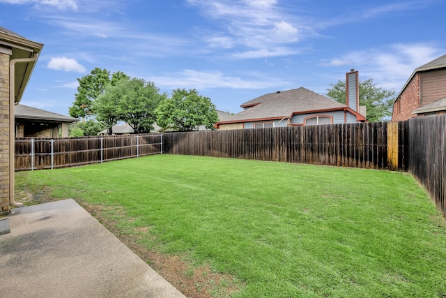 view of yard with a fenced backyard