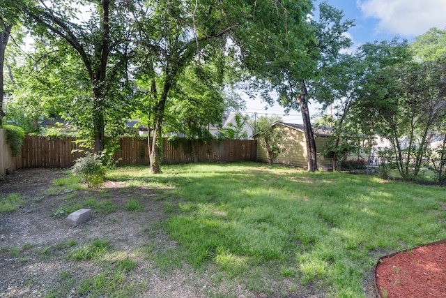 view of yard with a fenced backyard