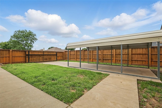 view of yard featuring a fenced backyard