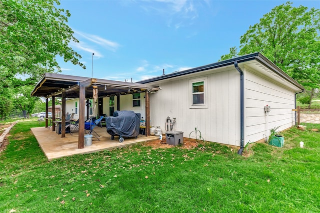 399 Wild Hill Oak Dr, Springtown, TX 76082 - rear view of property featuring a patio and a lawn