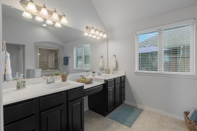 2308 Patriot Dr, Melissa, TX 75454 - full bath with two vanities, a wealth of natural light, a sink, and lofted ceiling