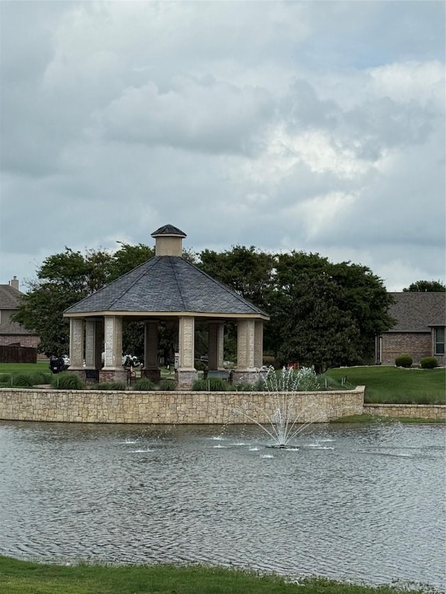 2308 Patriot Dr, Melissa, TX 75454 - exterior space with a gazebo, a water view, and a yard