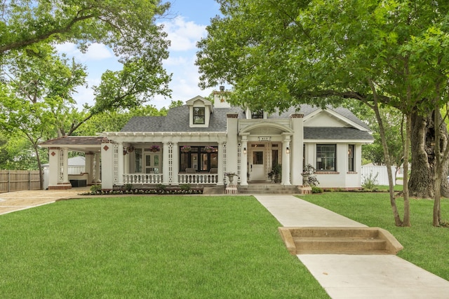 417 N Waddill St, Mckinney, TX 75069 - view of front of house featuring a porch, a shingled roof, and a chimney