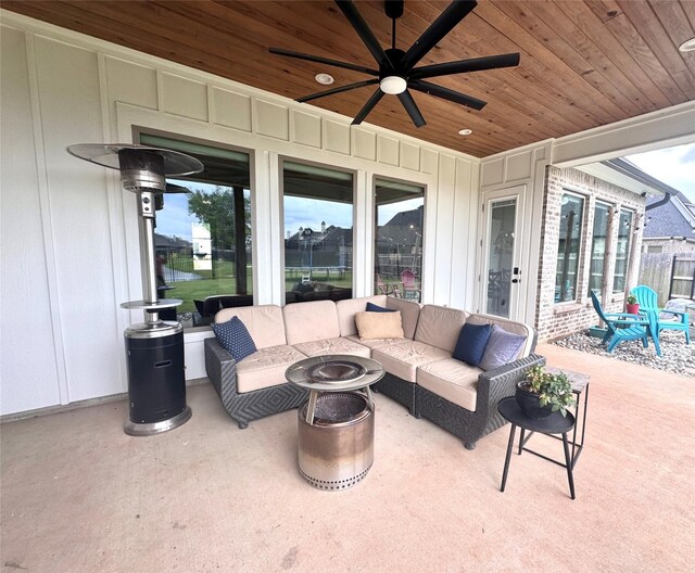 232 Conti Way, Bossier City, LA 71111 - view of patio / terrace with an outdoor living space with a fire pit and a ceiling fan