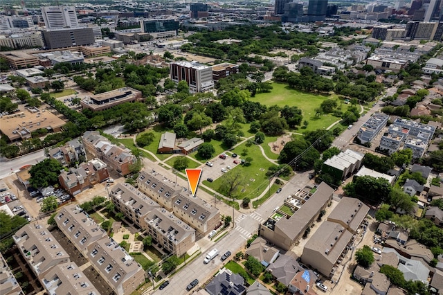 birds eye view of property with a city view