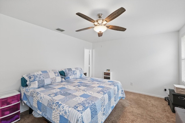 712 Riverflat Dr, Fort Worth, TX 76179 - carpeted bedroom featuring visible vents, baseboards, and ceiling fan