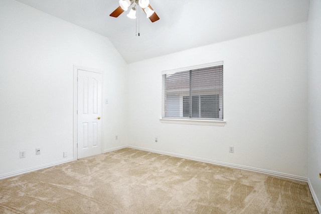 5624 Big River Dr, The Colony, TX 75056 - carpeted spare room featuring vaulted ceiling, baseboards, and a ceiling fan