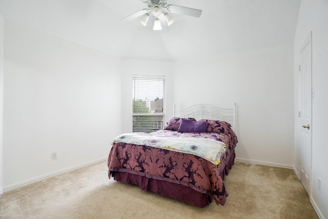 5624 Big River Dr, The Colony, TX 75056 - carpeted bedroom with baseboards, lofted ceiling, and ceiling fan